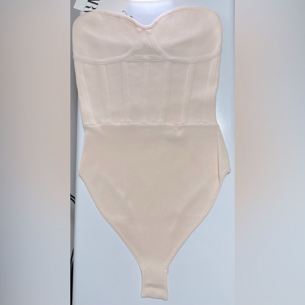 Zara Cream Strapless Bodysuit